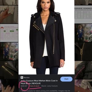 PEA COAT Wool Trench Winter Coat Juicy Couture Black Label
Melton Moto Coat